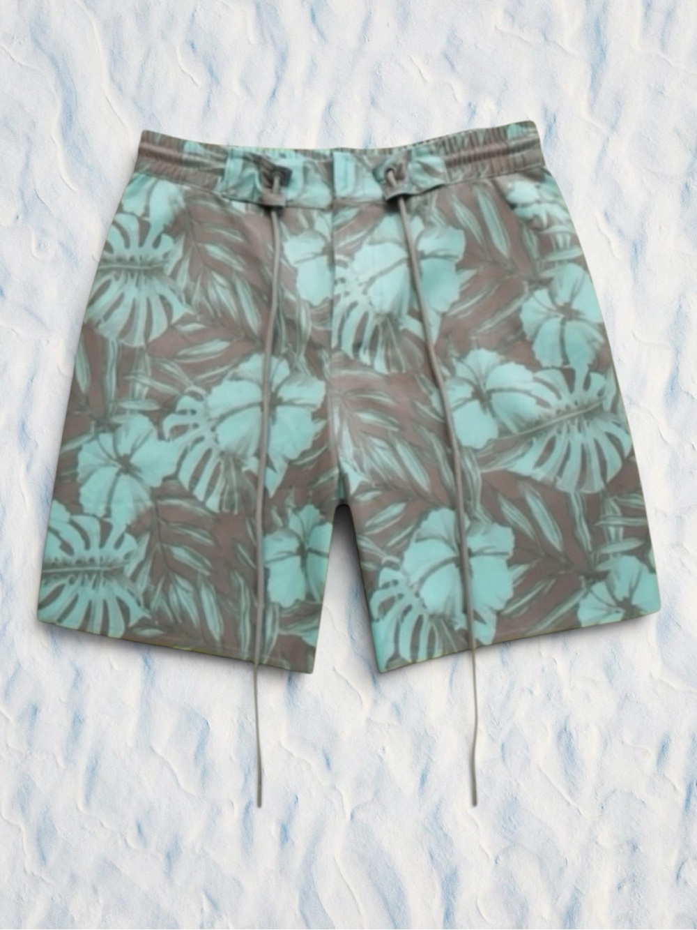 Reel Life Swim Trunks Blue Gray Tropical Hibiscus Boardwalk Hybrid Shorts S